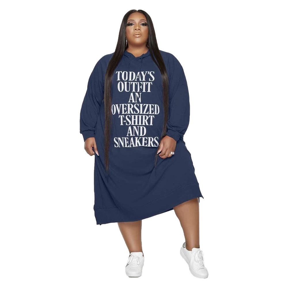 Statement Text Maxi Hoodie Dress