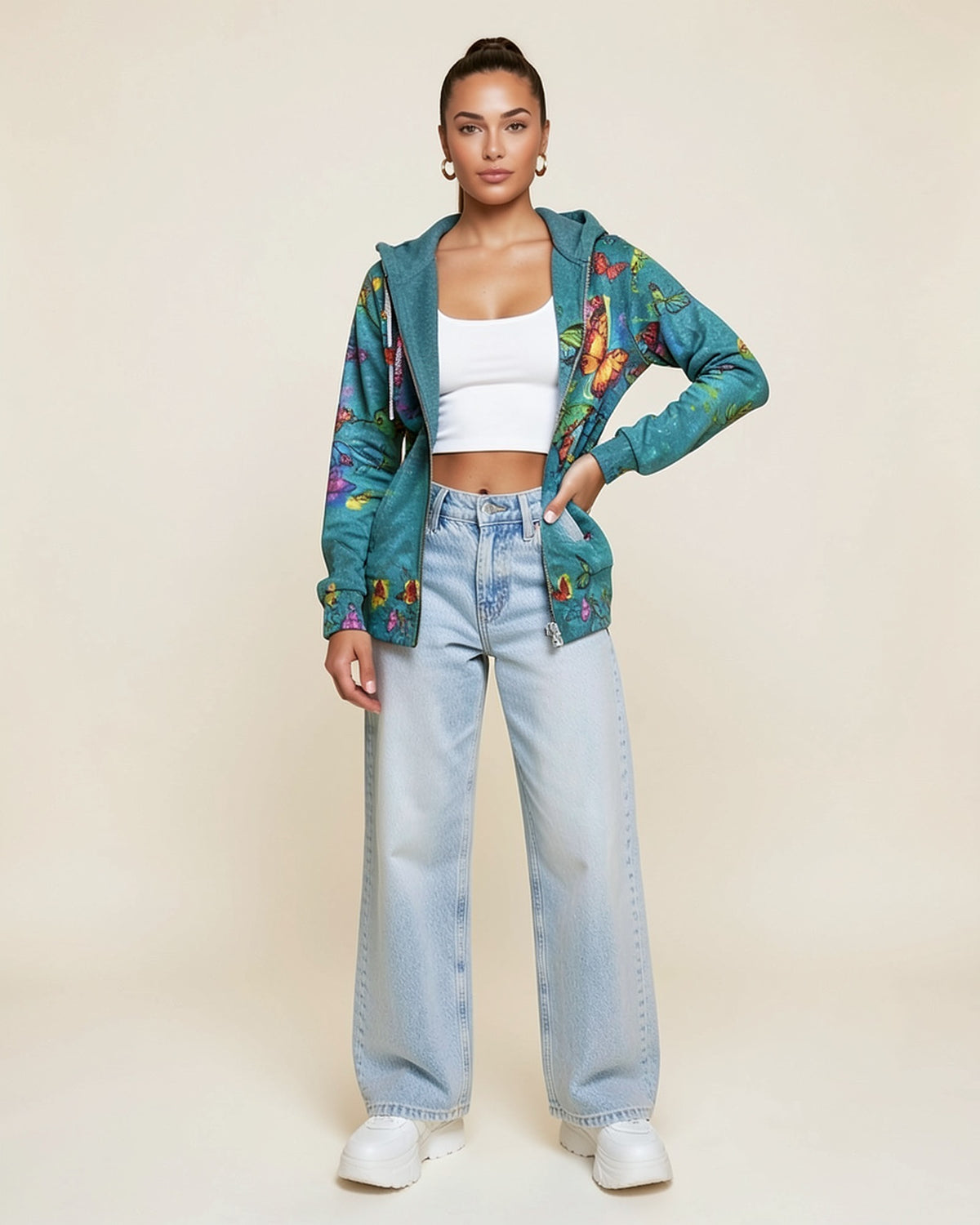 Tropical Bloom Zip Hoodie