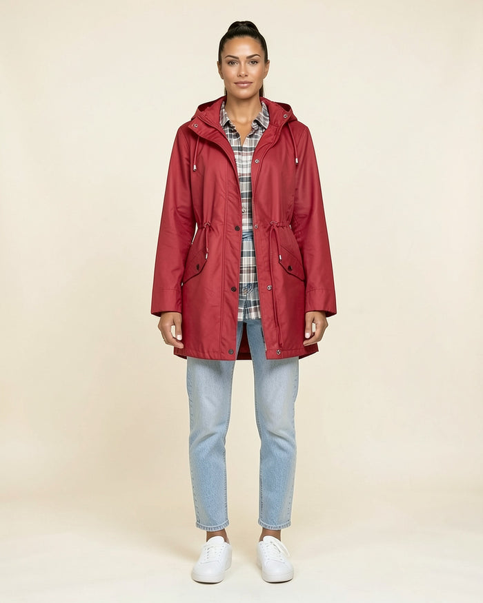 Plaid-Lined Windbreaker Coat