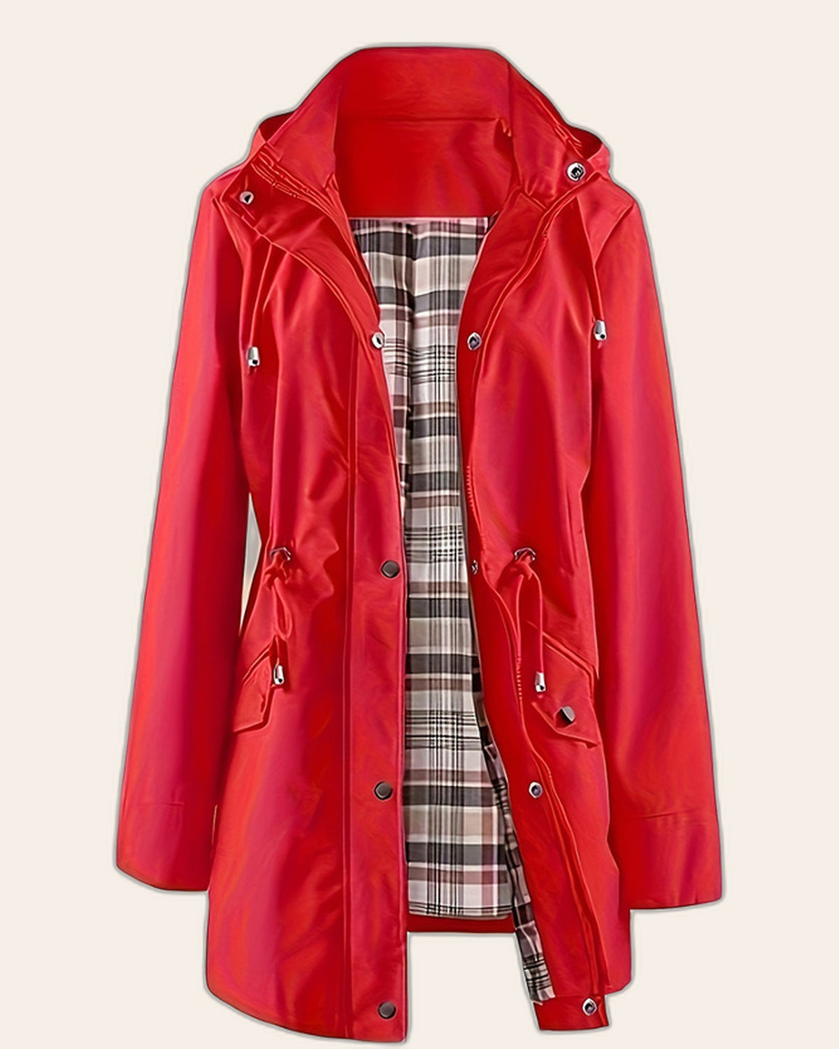 Plaid-Lined Windbreaker Coat