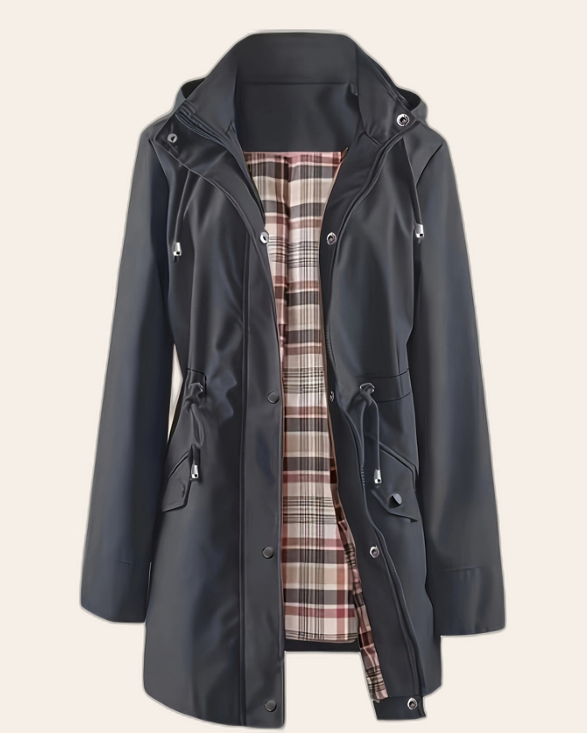 Plaid-Lined Windbreaker Coat
