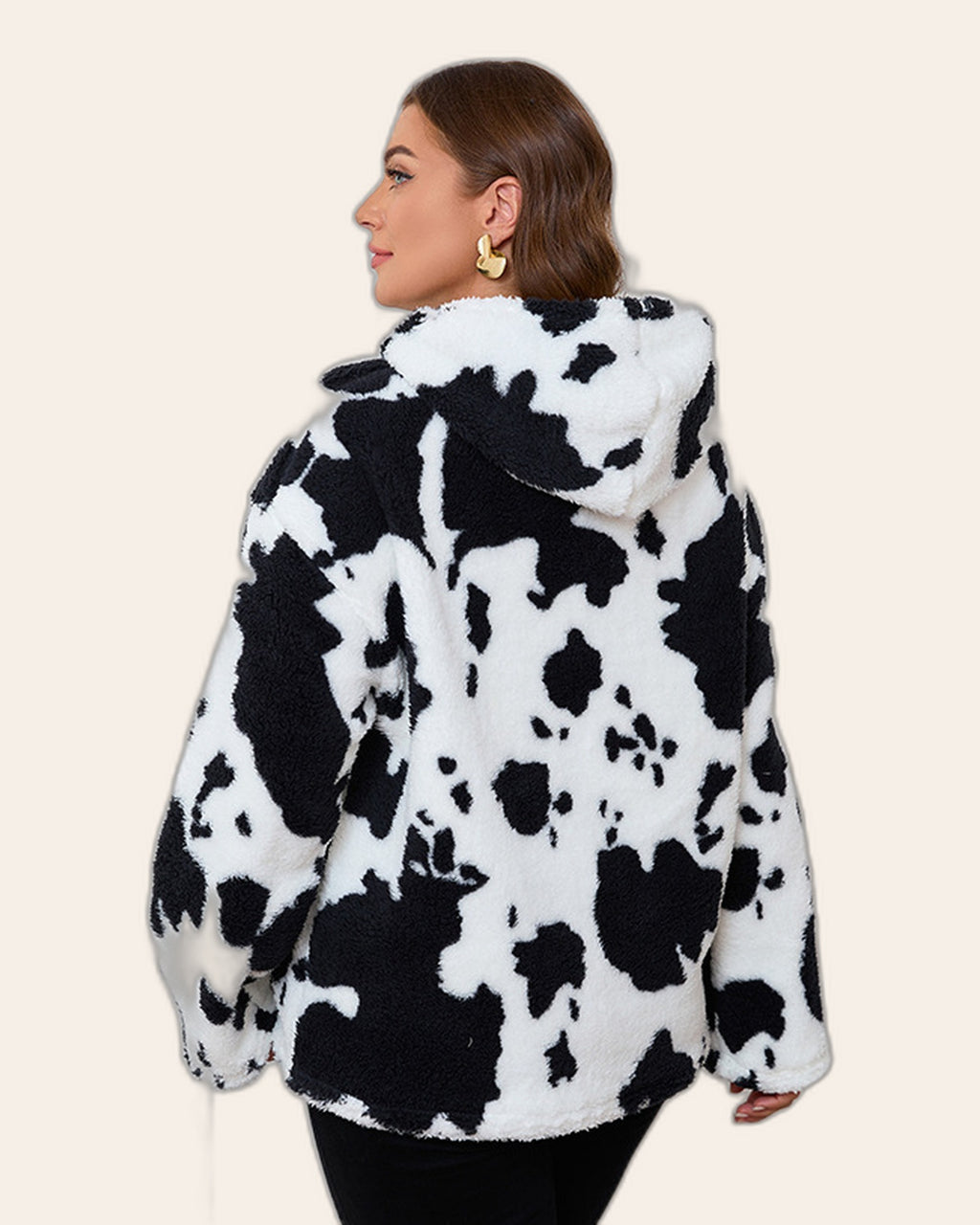 Cow Print Fleece Half-Zip (Plus)