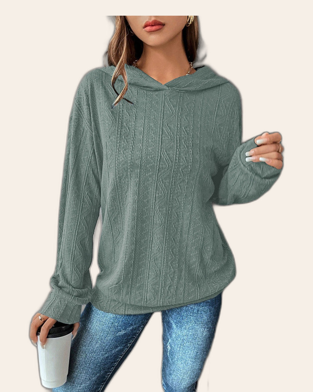 Sage Knit Hoodie Sweater