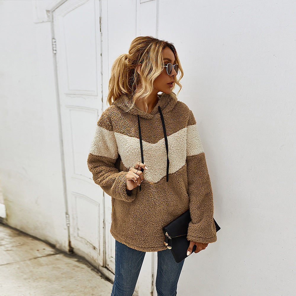 Chevron Teddy Fleece Hoodie