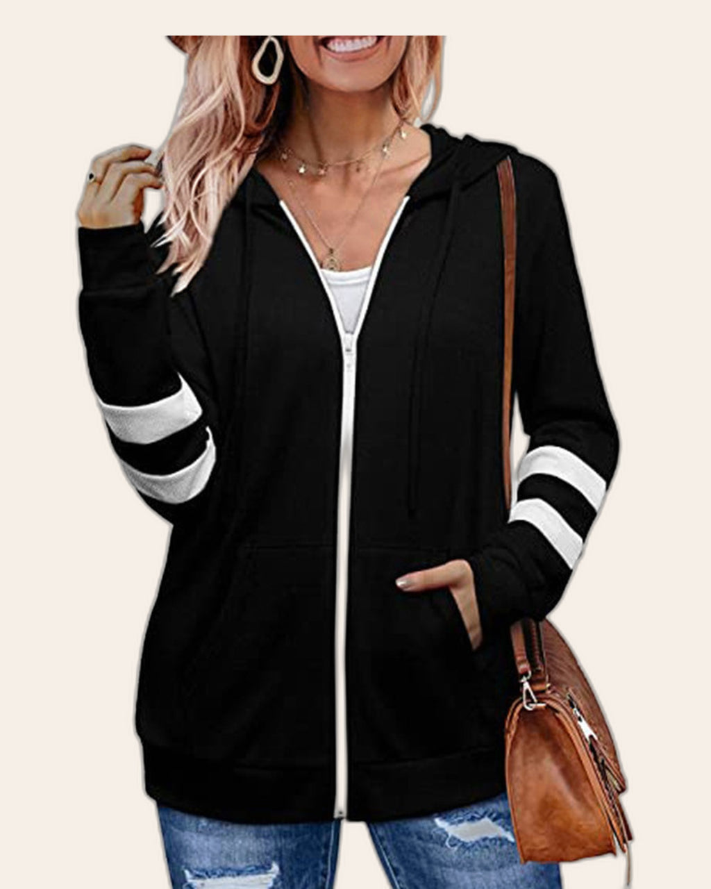 Varsity Stripe Knit Zip Cardigan