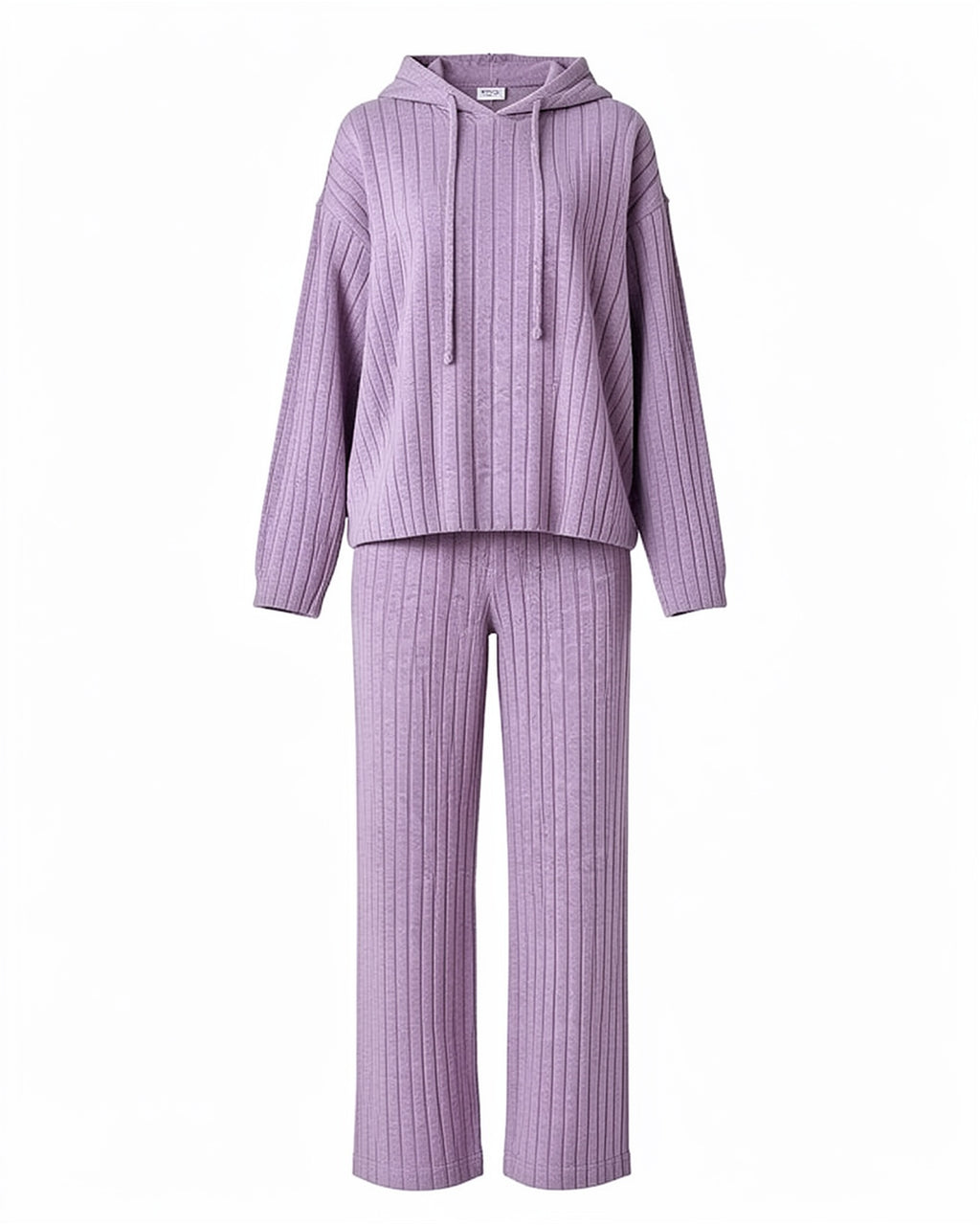 Ribbed Hoodie & Wide-Leg Pants Set