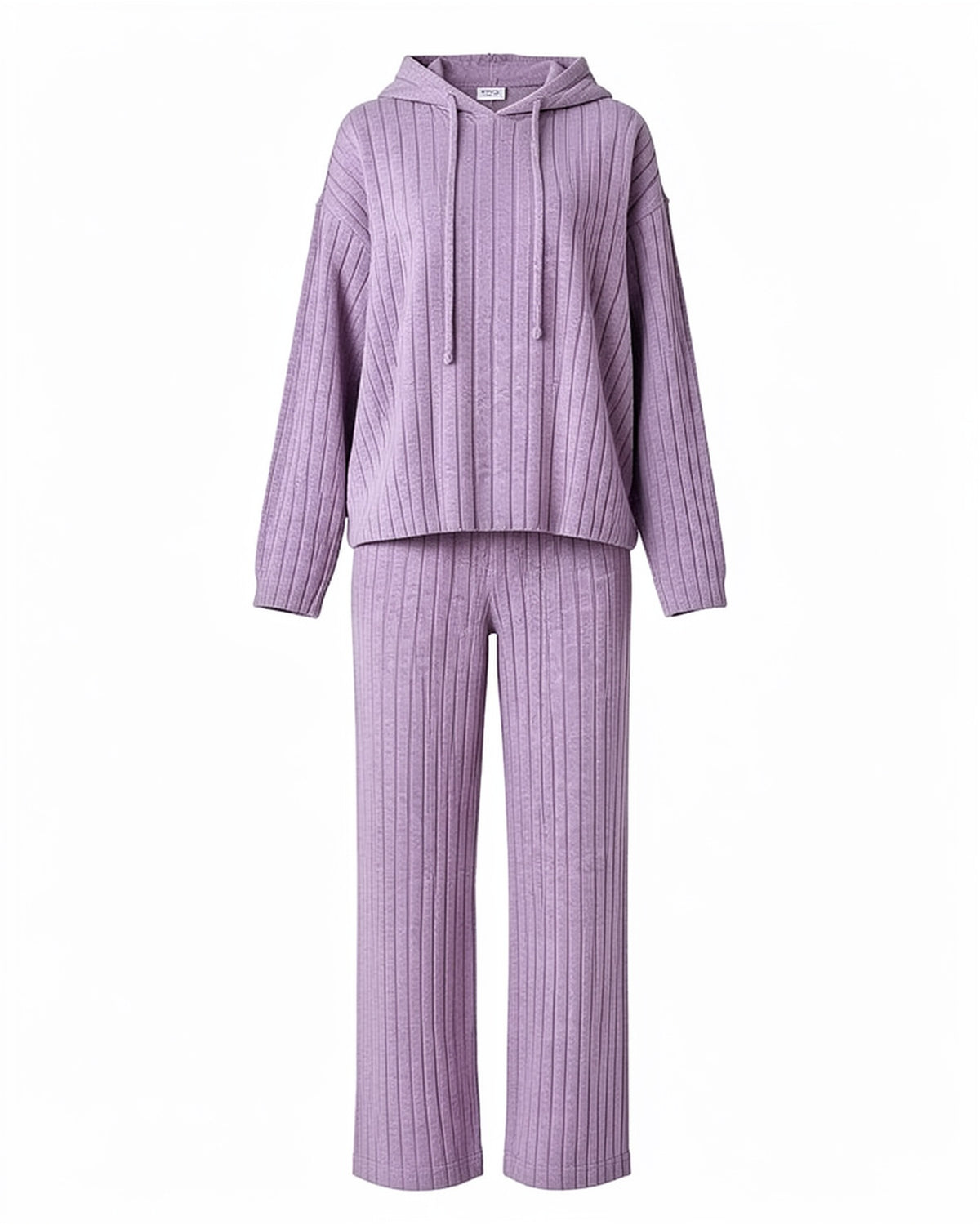 Ribbed Hoodie & Wide-Leg Pants Set
