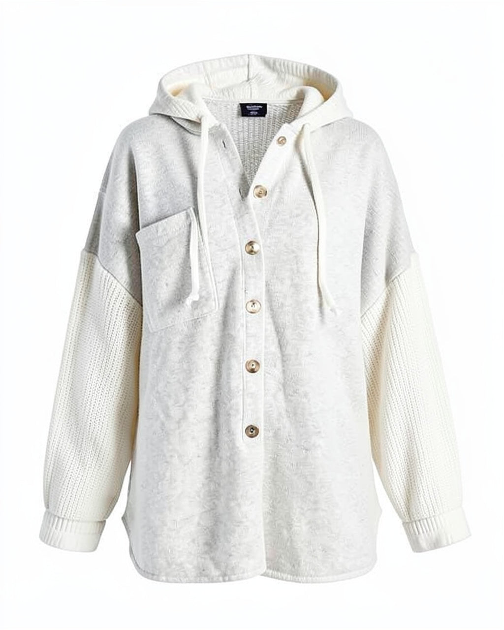 Knit Patchwork Hooded Shacket