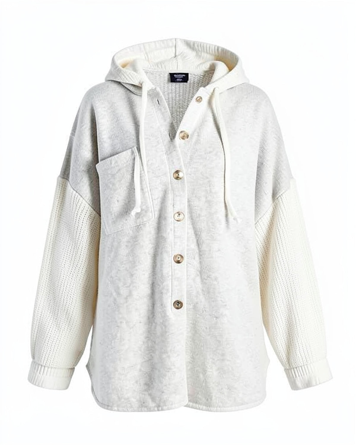 Knit Patchwork Hooded Shacket