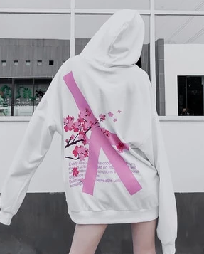Cherry Blossom Back-Print Hoodie