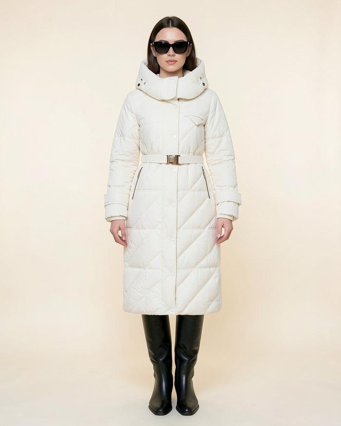 Belted Long Puffer Coat
