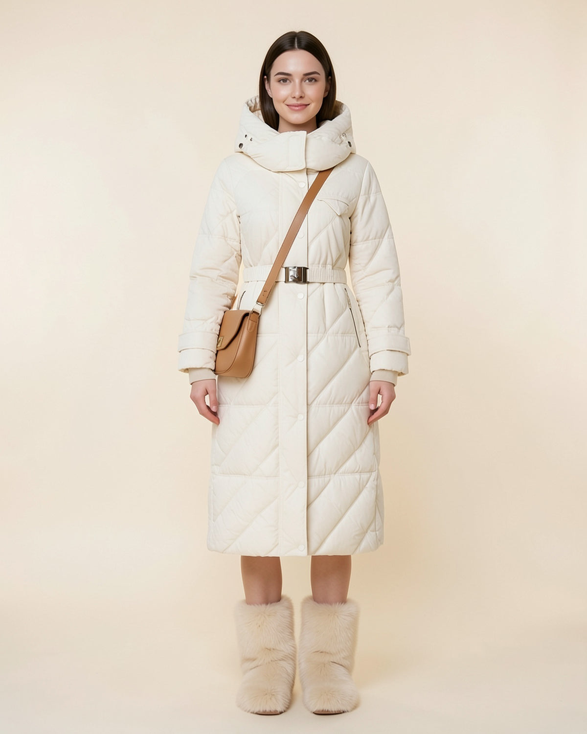 Belted Long Puffer Coat