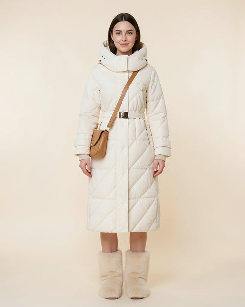 Belted Long Puffer Coat