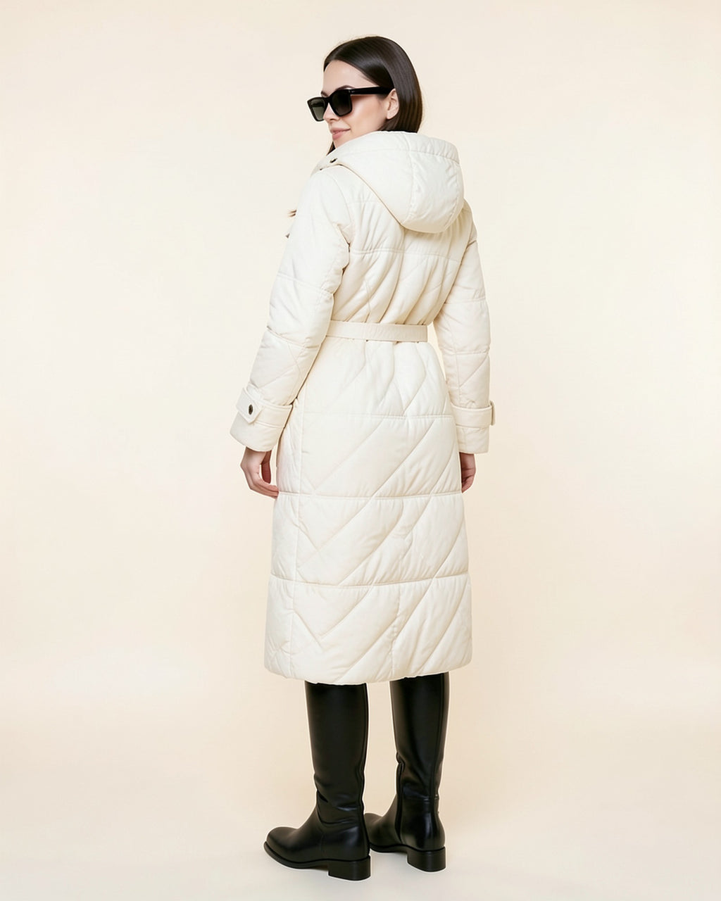 Belted Long Puffer Coat