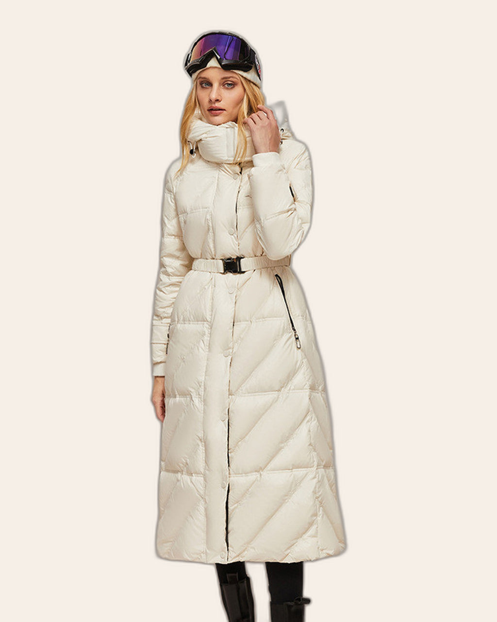 Belted Long Puffer Coat