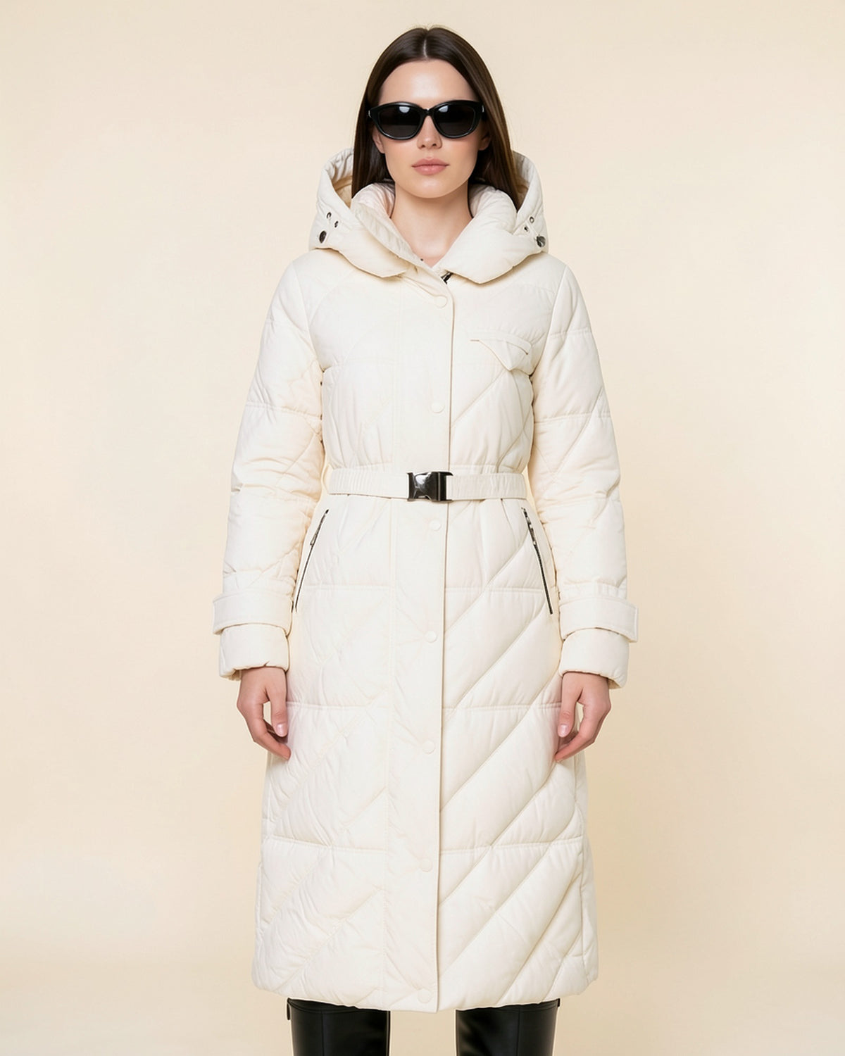 Belted Long Puffer Coat