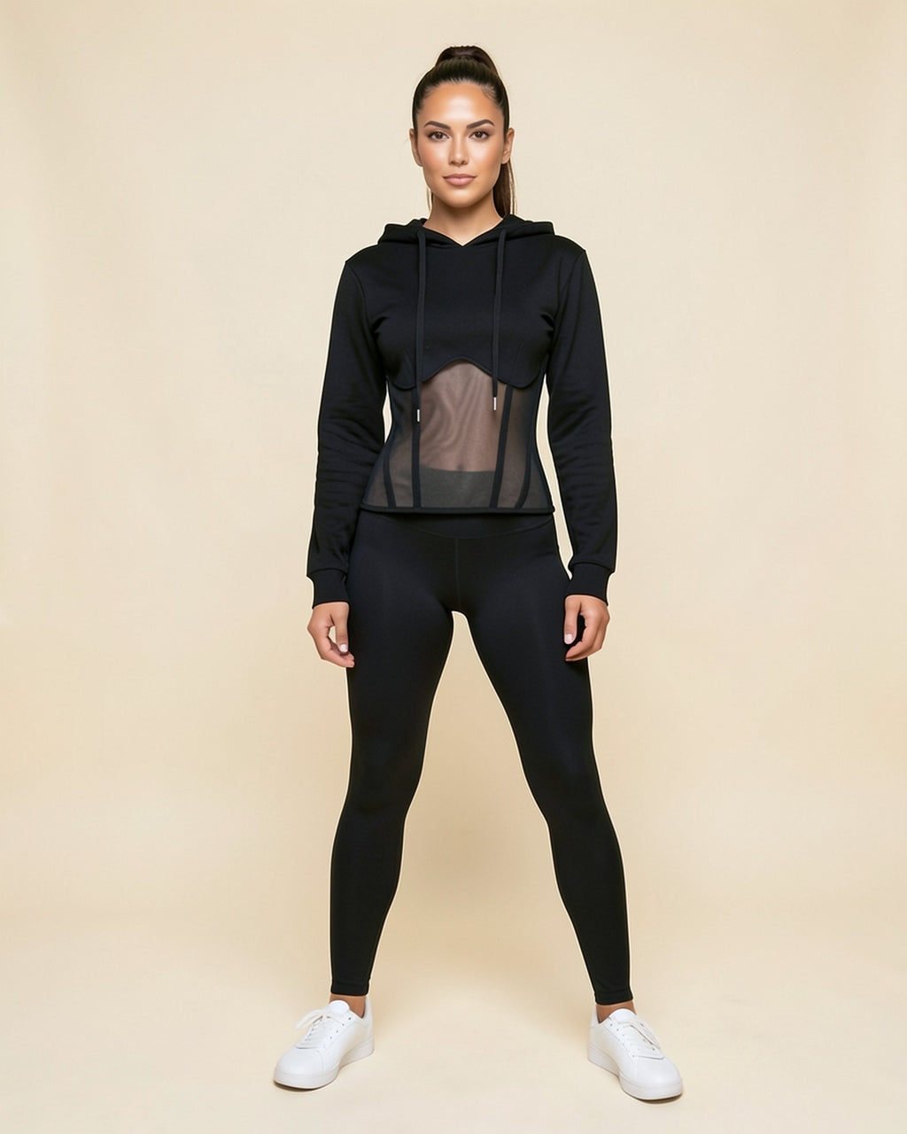 Mesh Corset Zip Hoodie
