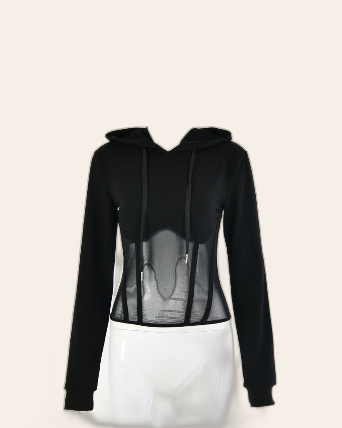 Mesh Corset Zip Hoodie