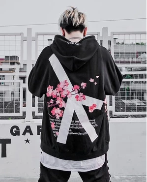 Cherry Blossom Back-Print Hoodie