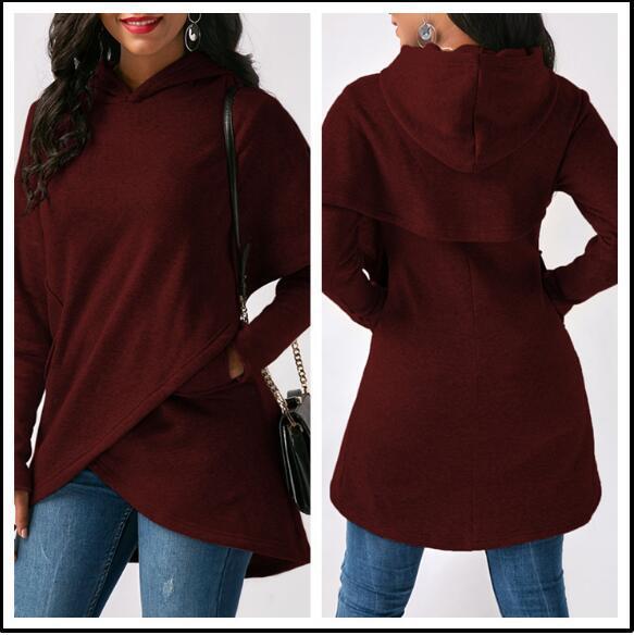 Asymmetric Wrap Fleece Hoodie