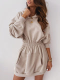 Cinched Waist Tunic Hoodie Dress
