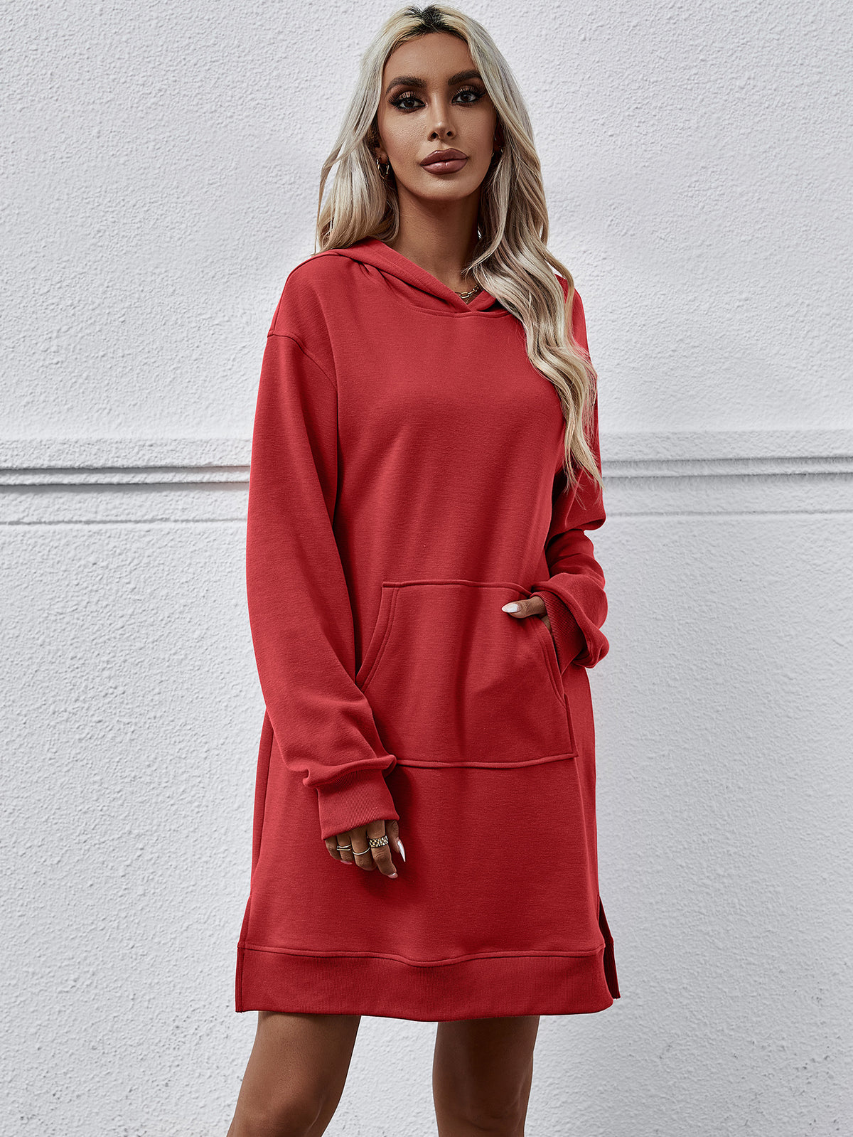 Side Slit Hoodie Dress
