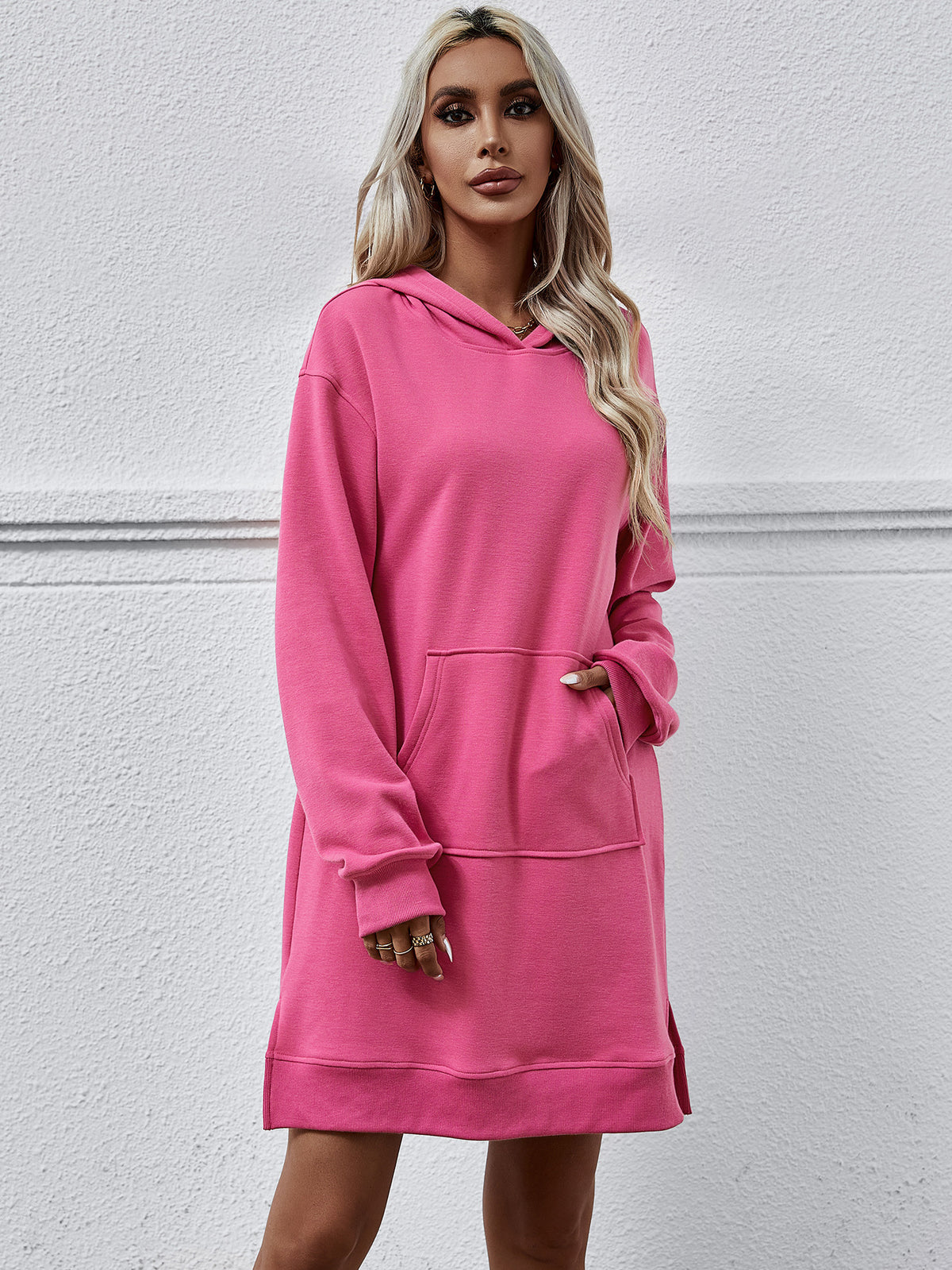 Side Slit Hoodie Dress