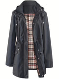 Plaid-Lined Windbreaker Coat