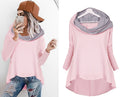 Curved Hem Contrast Hood Hoodie