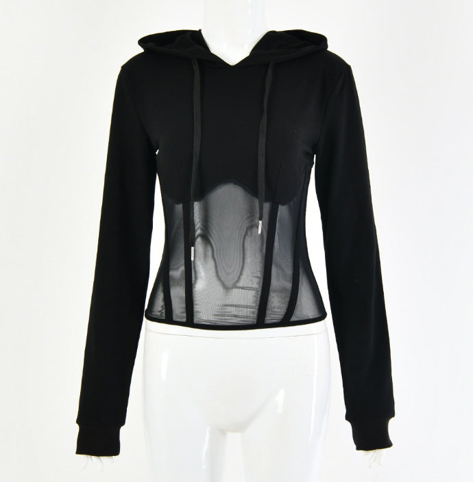 Mesh Corset Zip Hoodie