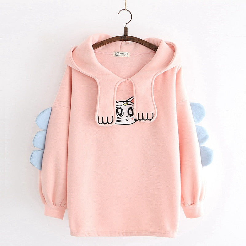 Kitty Ears Embroidered Hoodie