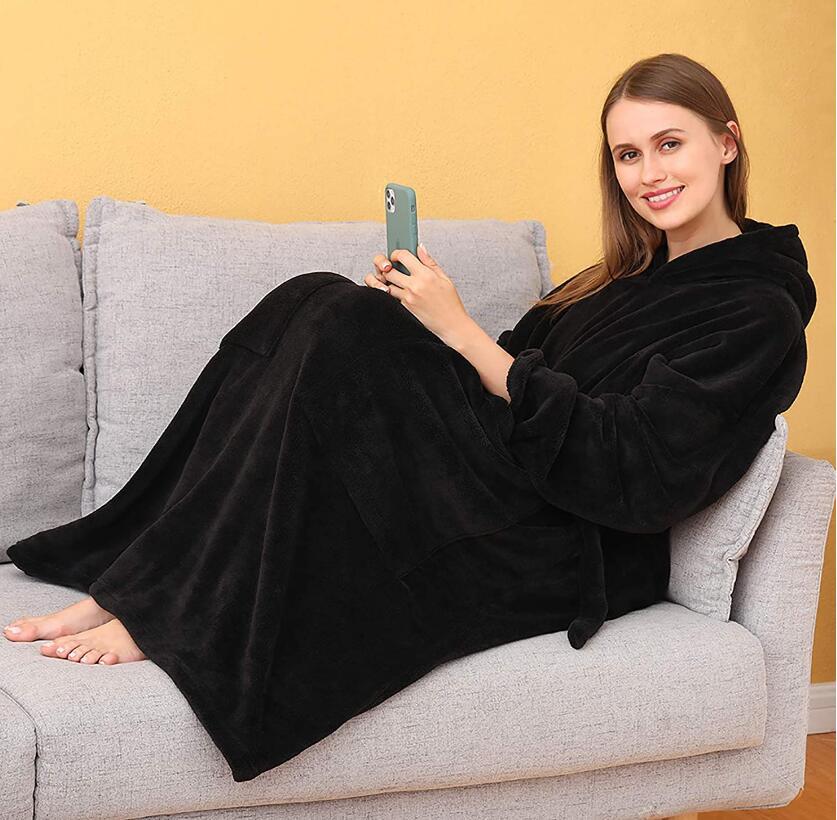 Flannel Blanket Robe Hoodie