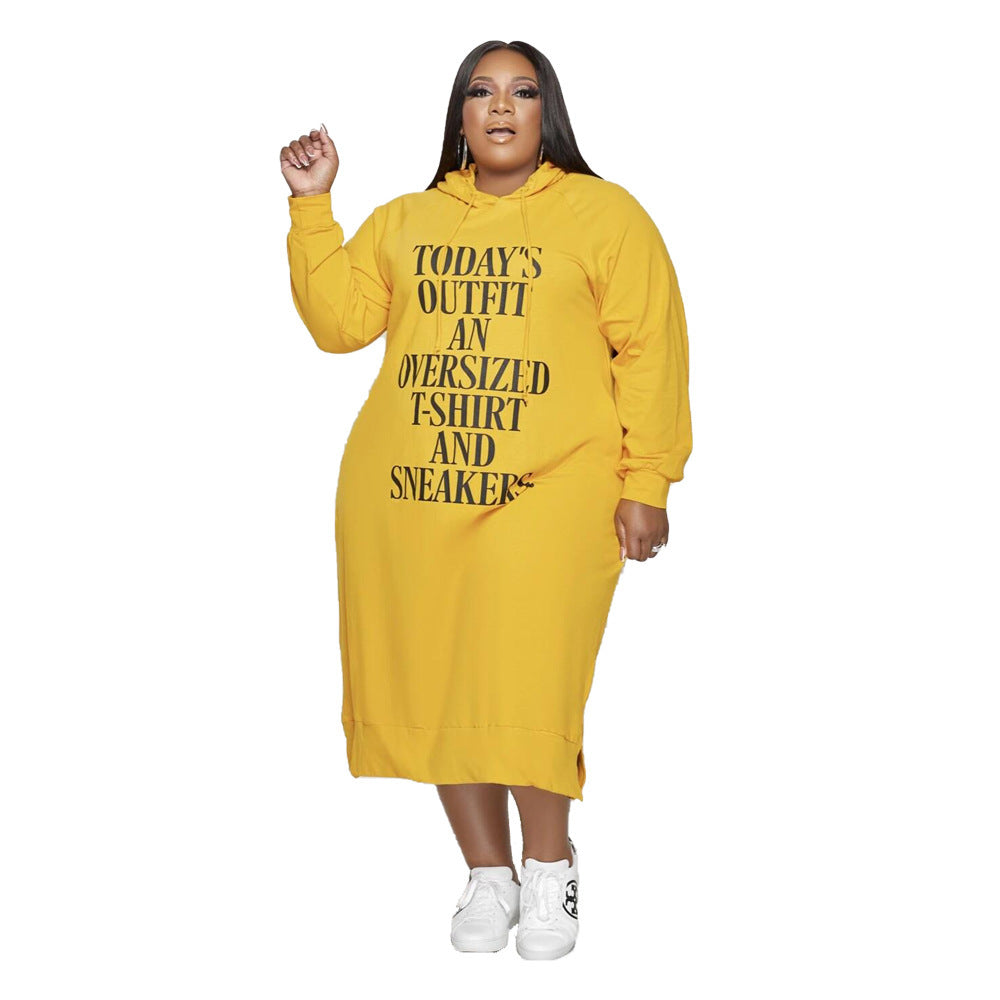 Statement Text Maxi Hoodie Dress