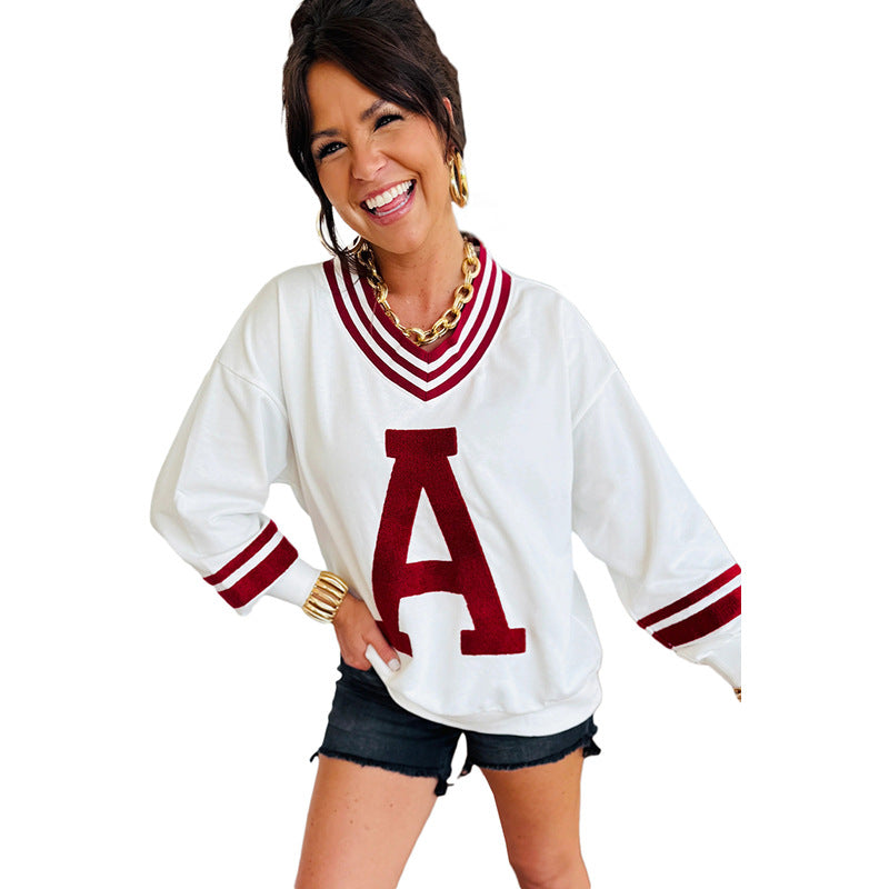 Varsity Letter A V-Neck Sweater
