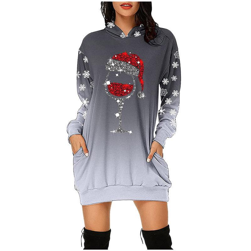 Santa Wine Glass Hoodie Dress