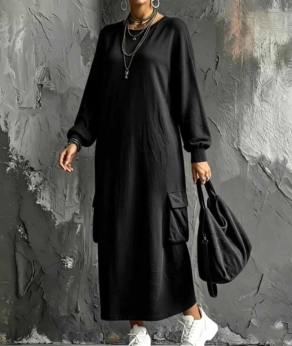 Cargo Pocket Maxi Hoodie Dress