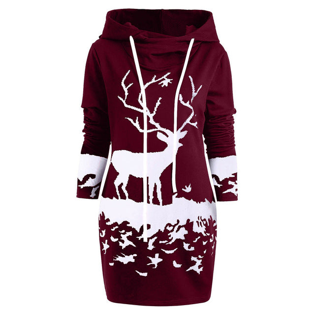 Reindeer Holiday Hoodie Dress