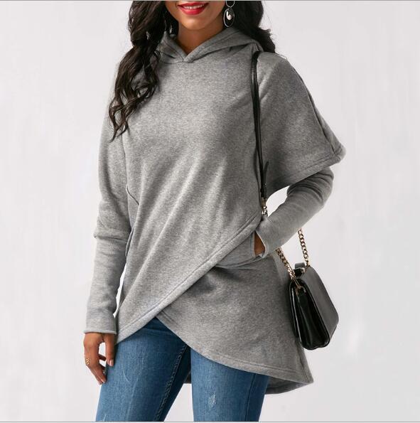Asymmetric Wrap Fleece Hoodie