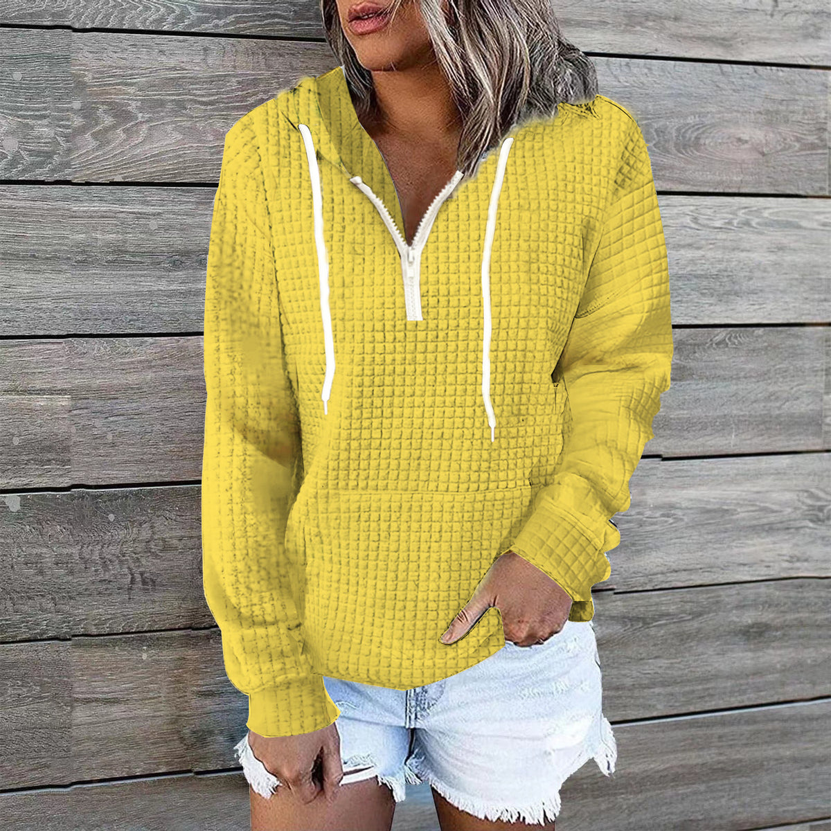 Waffle Half-Zip Hoodie