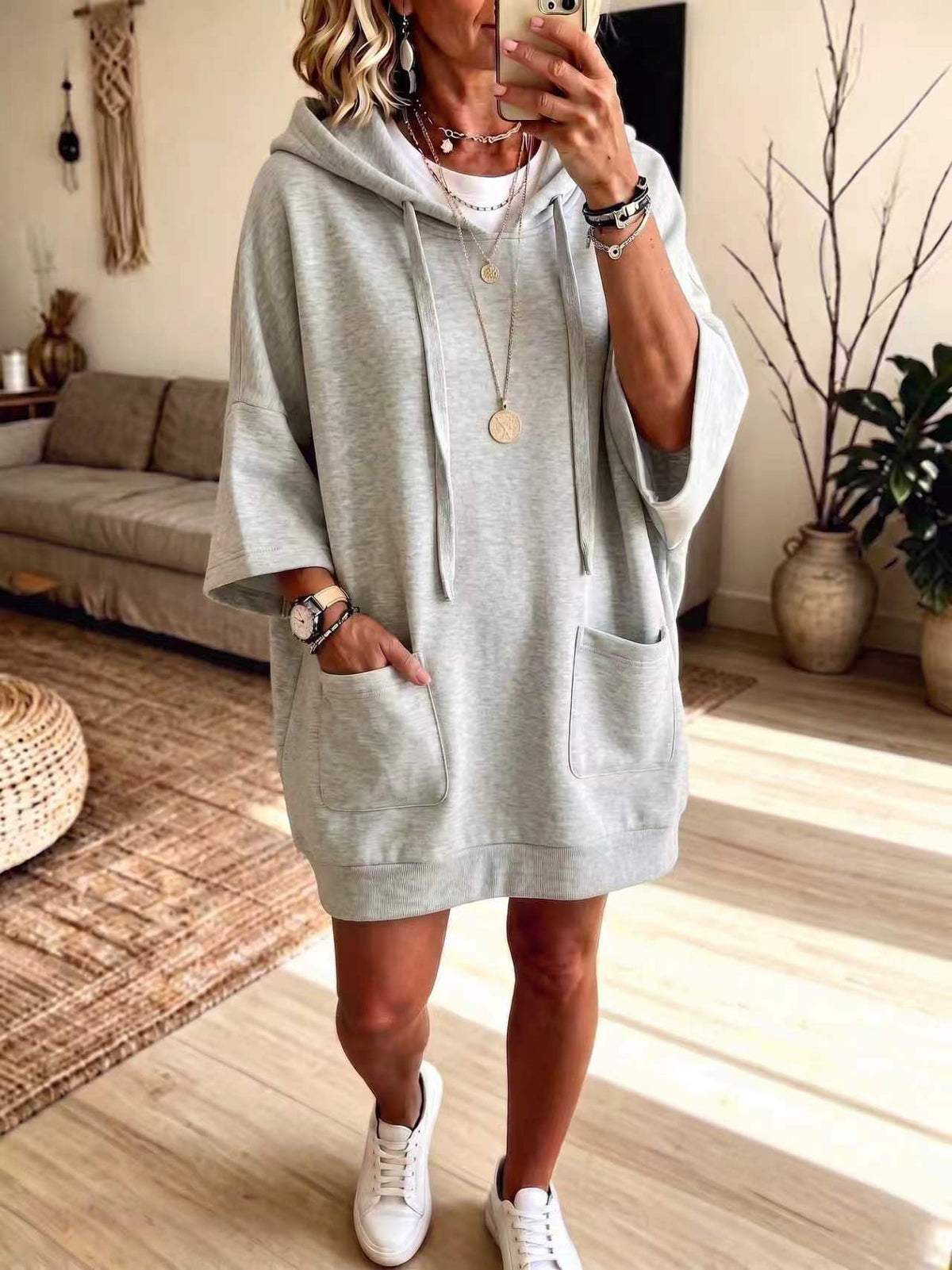 Oversized Pocket Hoodie Dress
