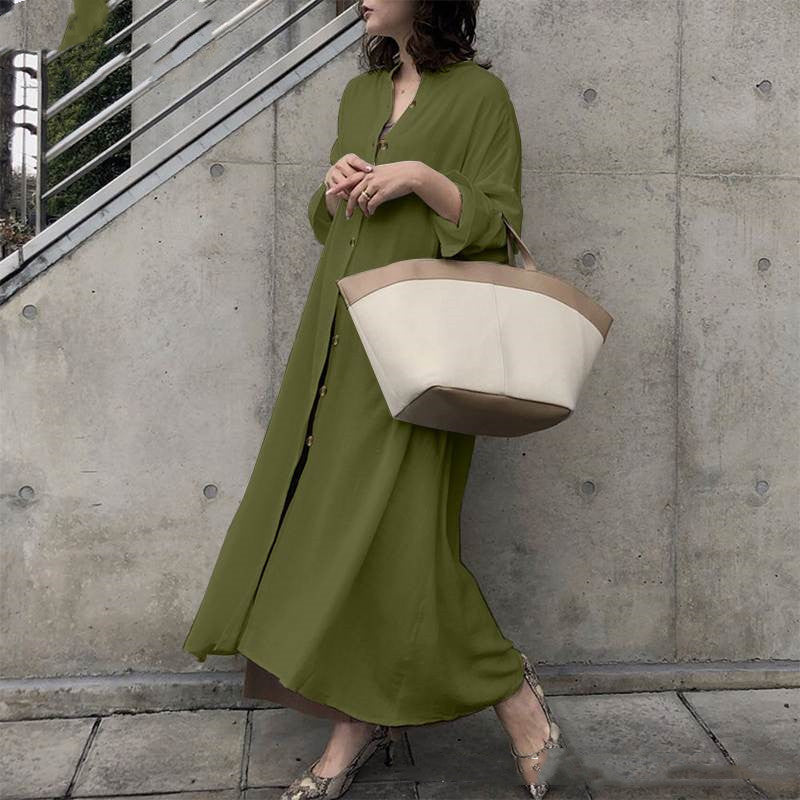 Button-Up Maxi Shirt Dress