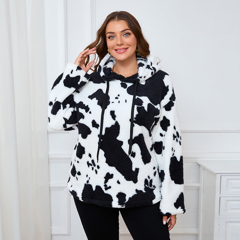 Cow Print Fleece Half-Zip (Plus)