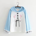 Lace-Up Bow Two-Tone Hoodie