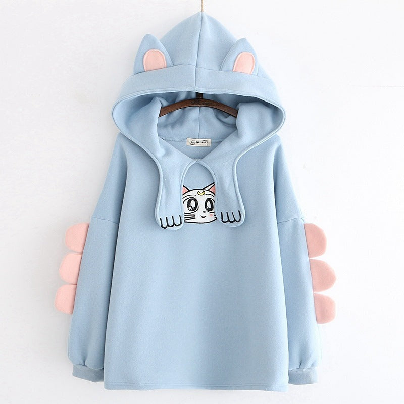 Kitty Ears Embroidered Hoodie
