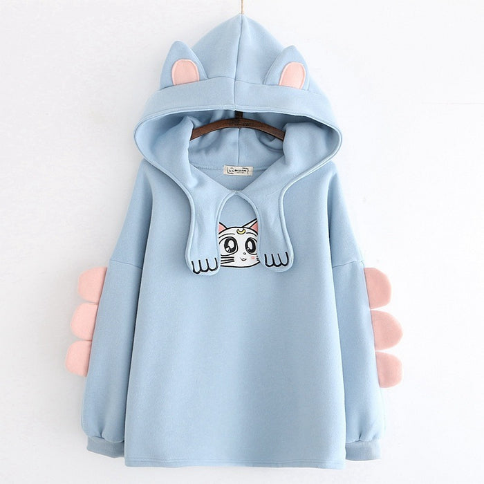 Kitty Ears Embroidered Hoodie