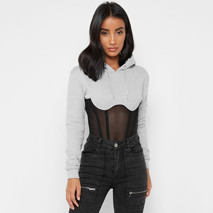 Mesh Corset Zip Hoodie