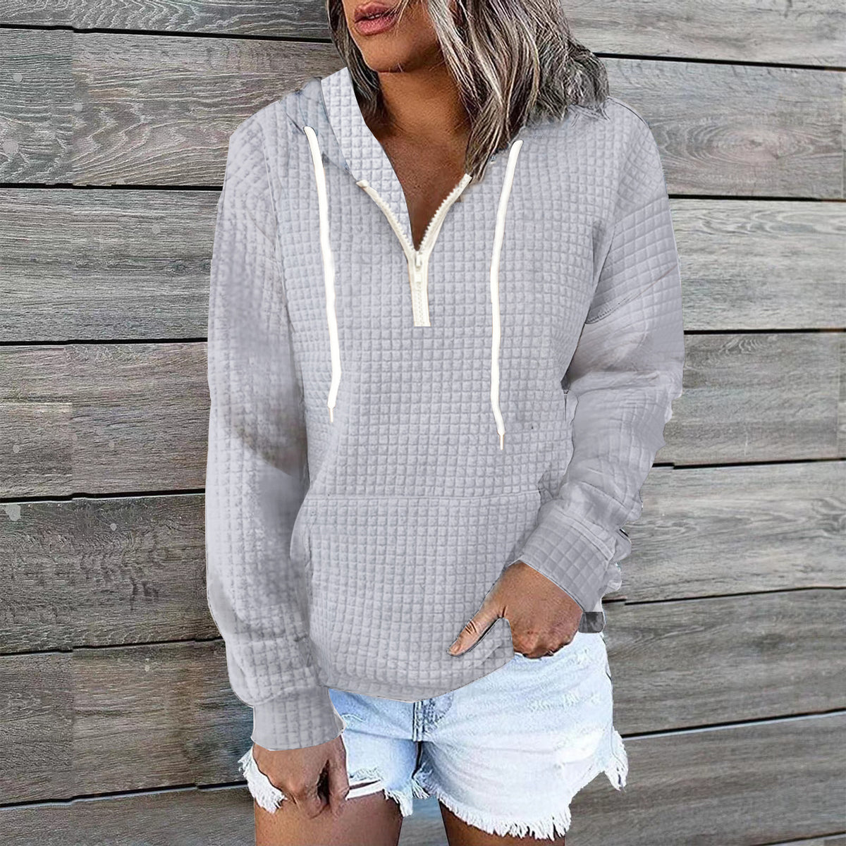 Waffle Half-Zip Hoodie