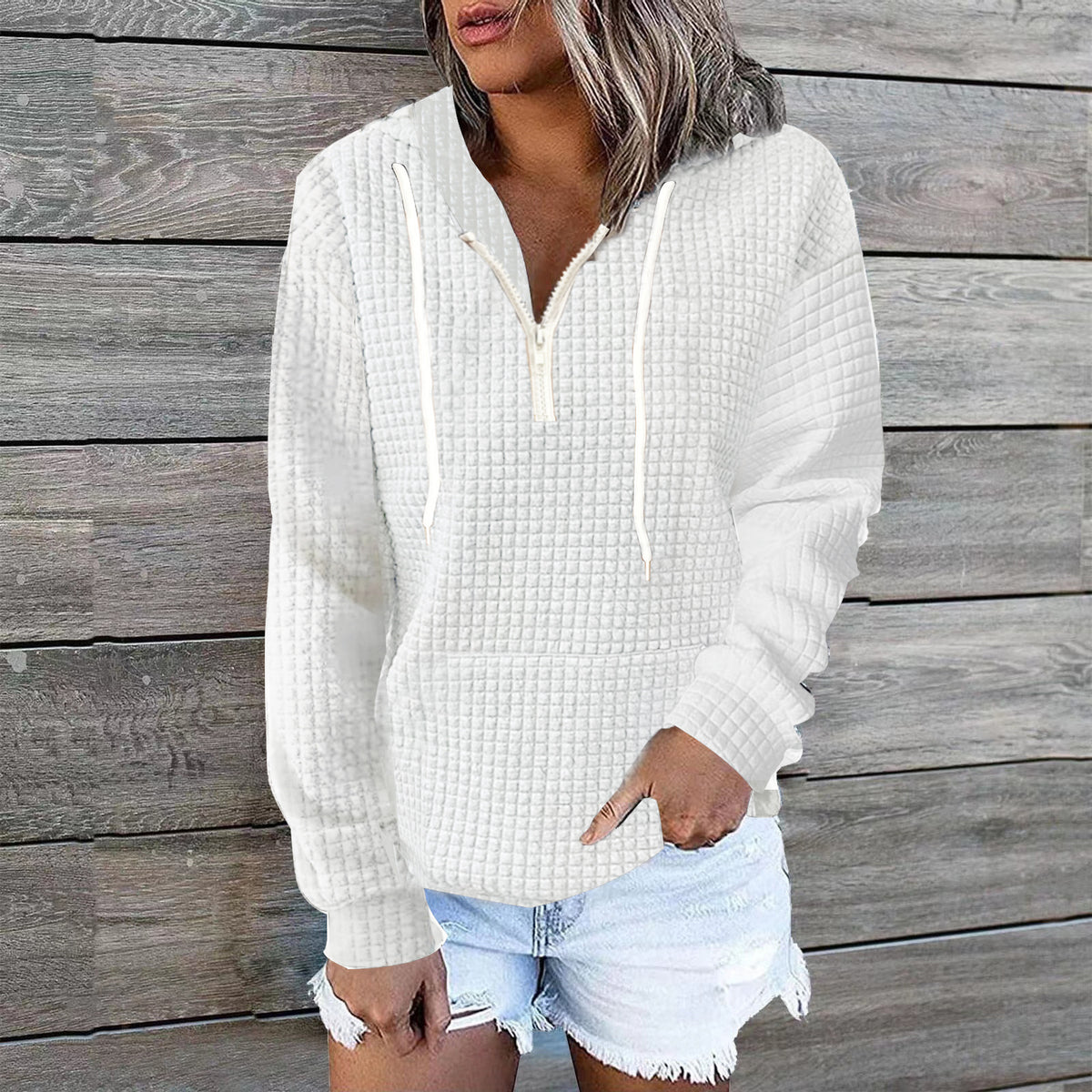 Waffle Half-Zip Hoodie