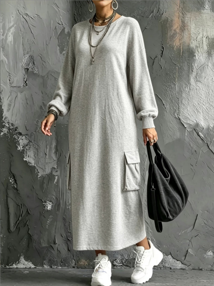 Cargo Pocket Maxi Hoodie Dress