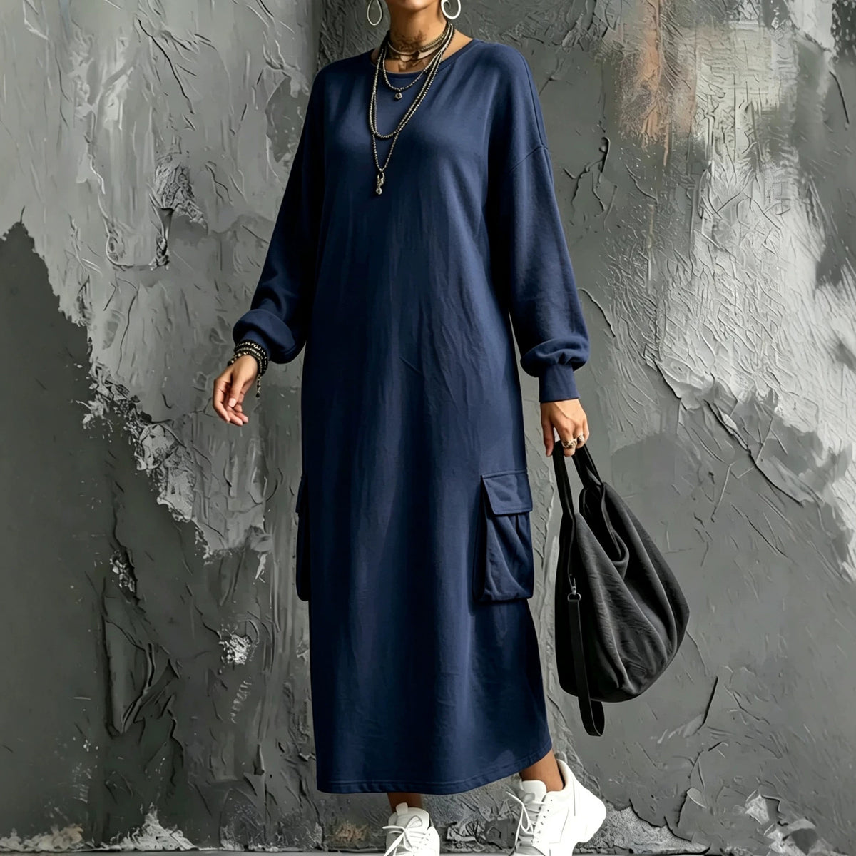 Cargo Pocket Maxi Hoodie Dress